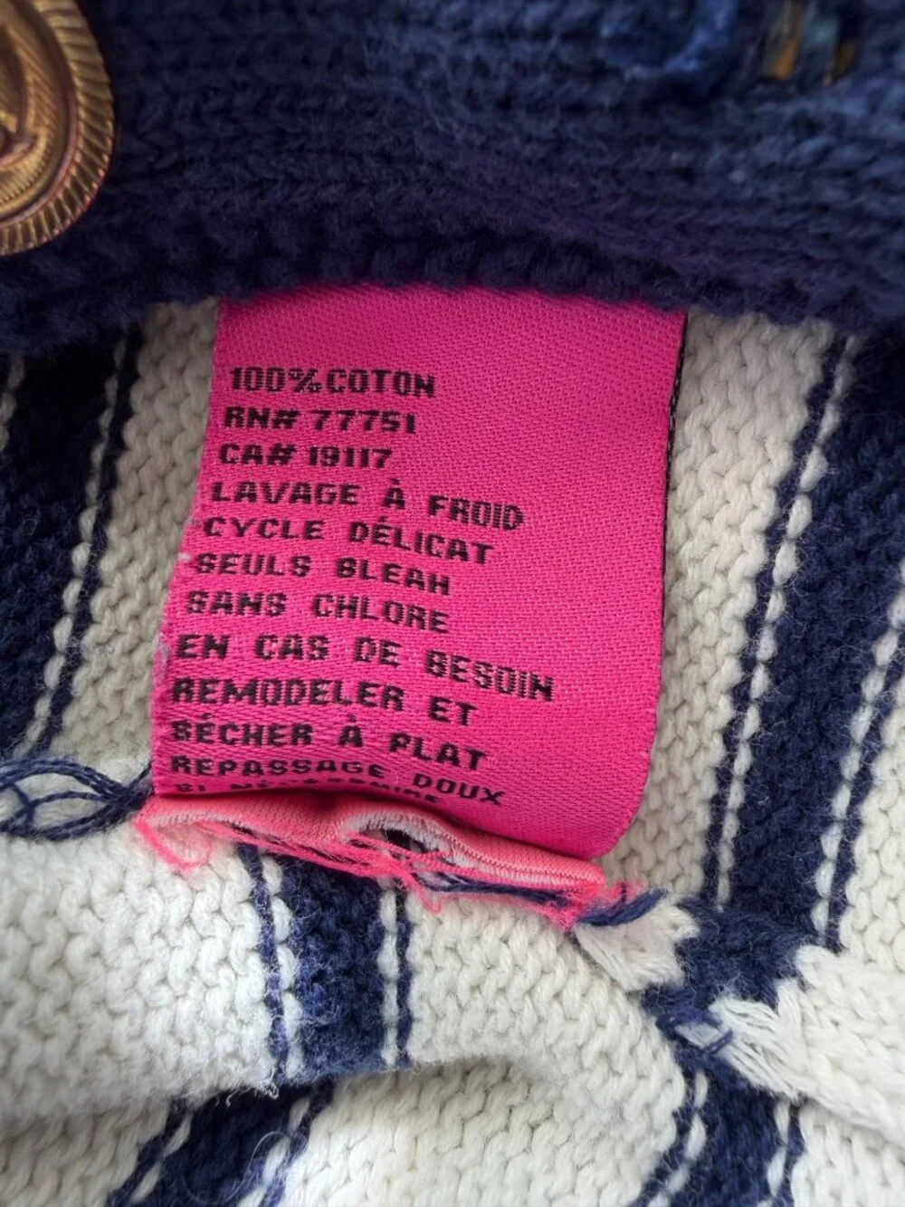 Betsey Johnson 2011 Sailor Girl Intarsia Nautical Cardigan Sweater Sz M w/FLAW - Picture 10 of 12